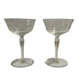 Art Deco Geometric Champagne Dessert Glasses Geometric Design Depression Glass